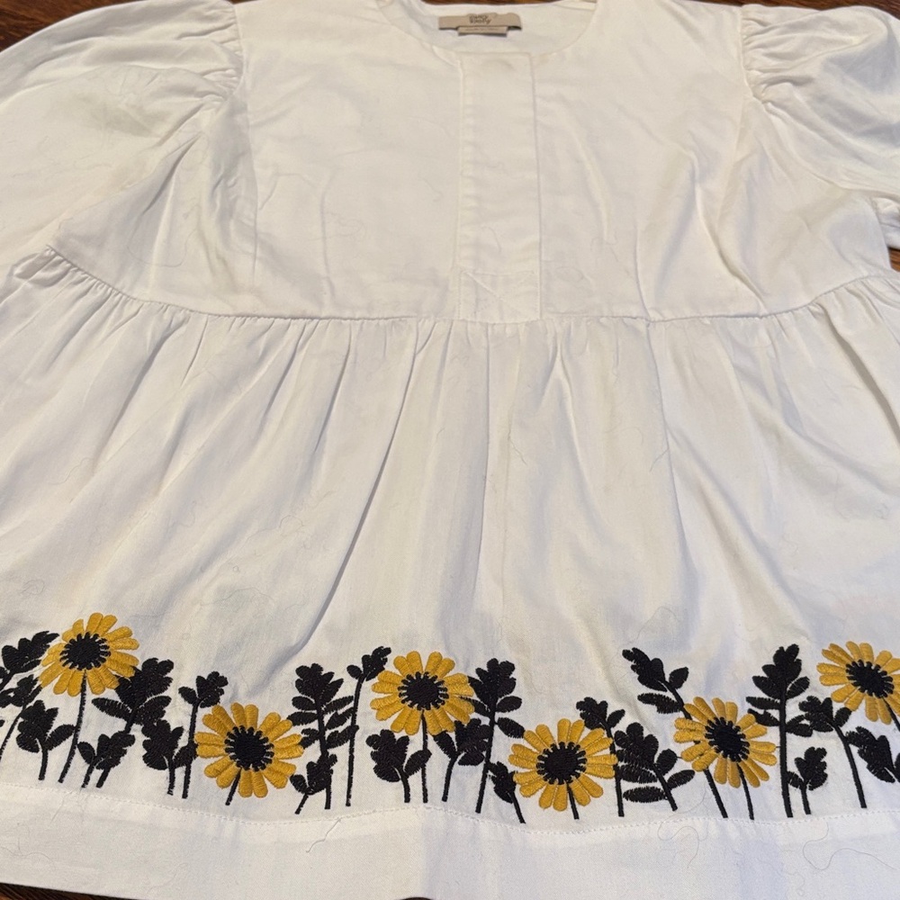 White Blouse with Floral Embroidery